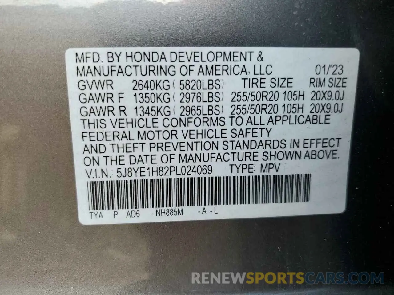 16 Photograph of a damaged car 5J8YE1H82PL024069 ACURA MDX 2023