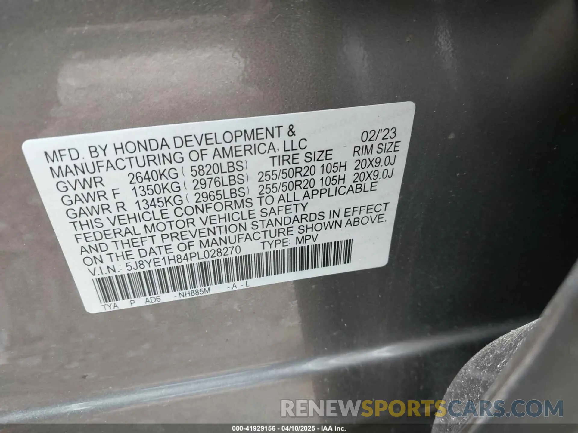 9 Photograph of a damaged car 5J8YE1H84PL028270 ACURA MDX 2023