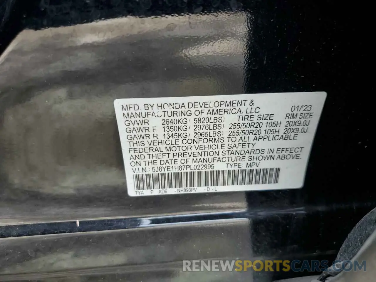 13 Photograph of a damaged car 5J8YE1H87PL022995 ACURA MDX 2023