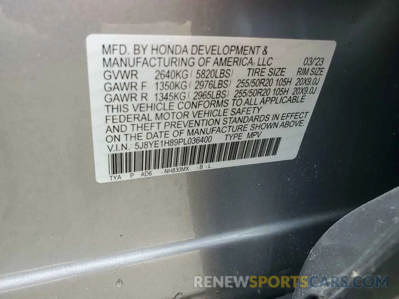 13 Photograph of a damaged car 5J8YE1H89PL036400 ACURA MDX 2023