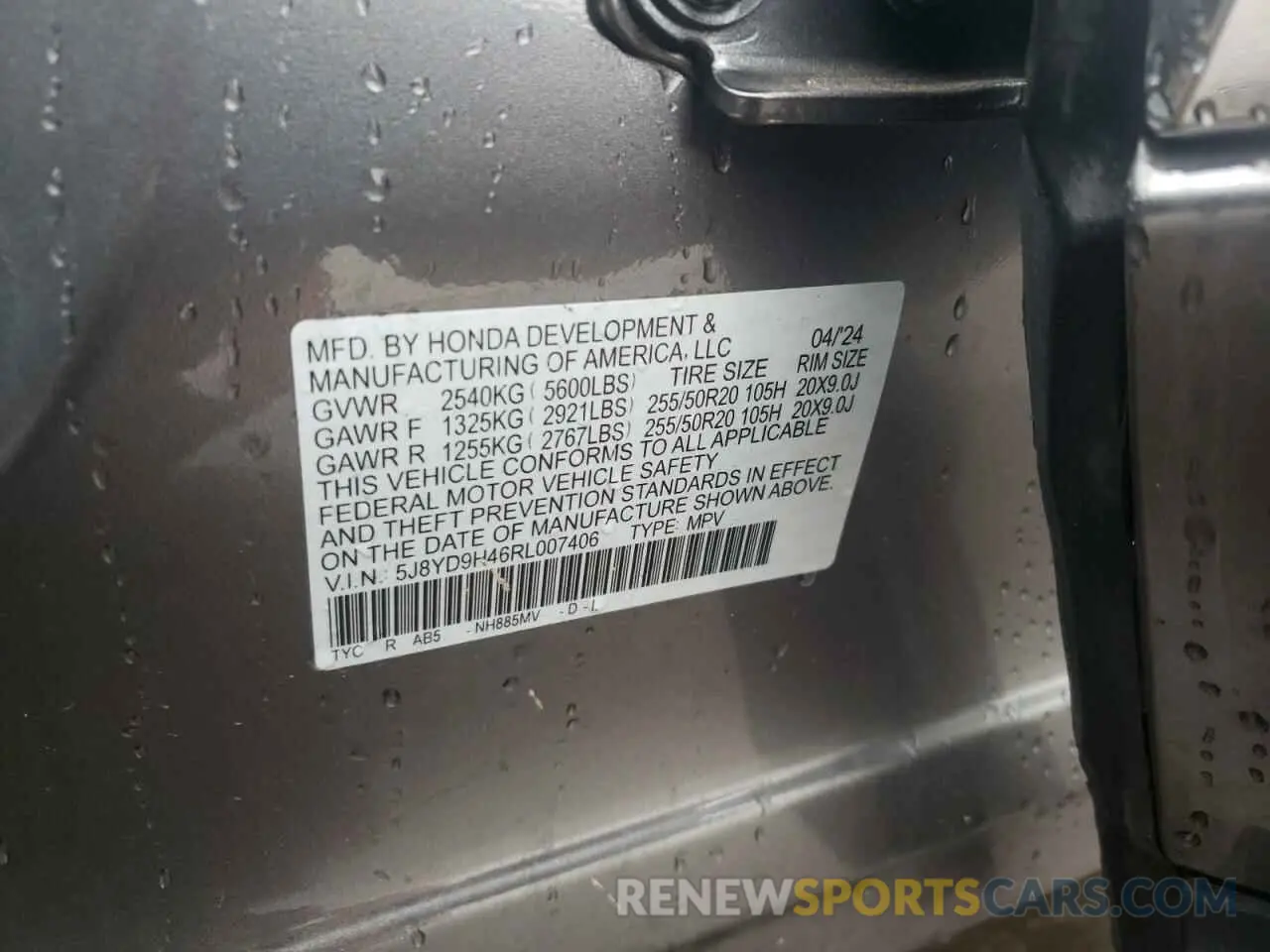 13 Photograph of a damaged car 5J8YD9H46RL007406 ACURA MDX 2024