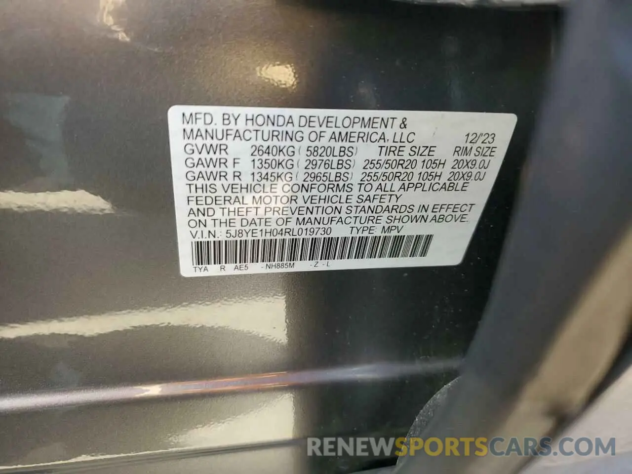 13 Photograph of a damaged car 5J8YE1H04RL019730 ACURA MDX 2024