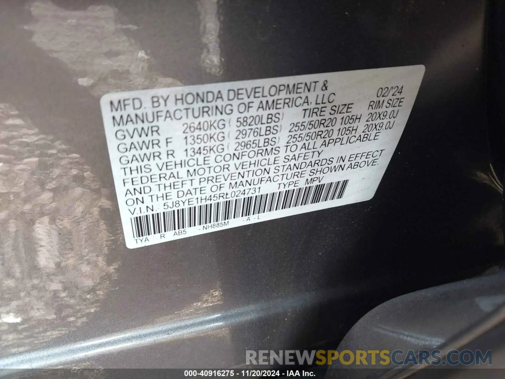 9 Photograph of a damaged car 5J8YE1H45RL024731 ACURA MDX 2024
