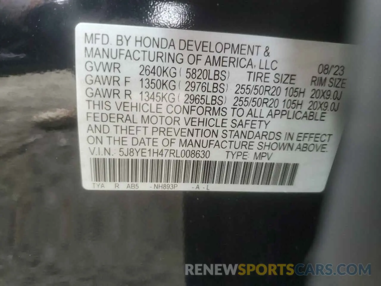 15 Photograph of a damaged car 5J8YE1H47RL008630 ACURA MDX 2024
