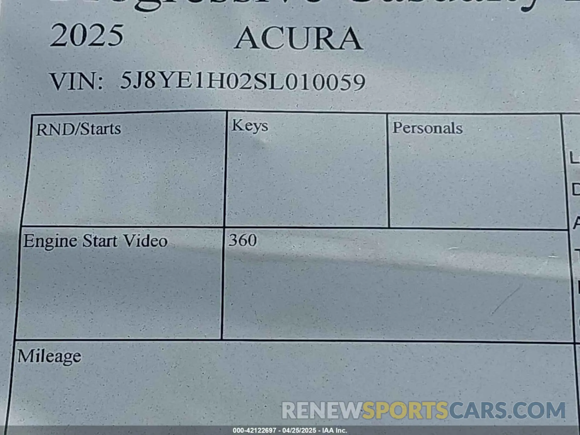 9 Photograph of a damaged car 5J8YE1H02SL010059 ACURA MDX 2025