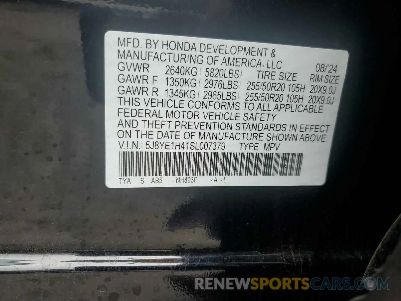 15 Photograph of a damaged car 5J8YE1H41SL007379 ACURA MDX 2025