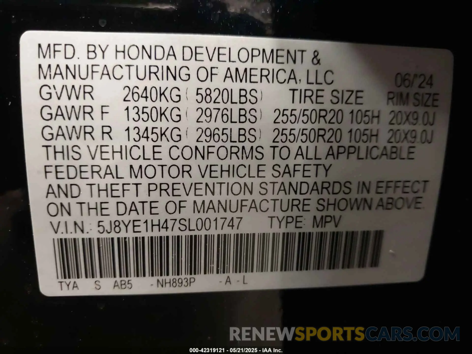9 Photograph of a damaged car 5J8YE1H47SL001747 ACURA MDX 2025