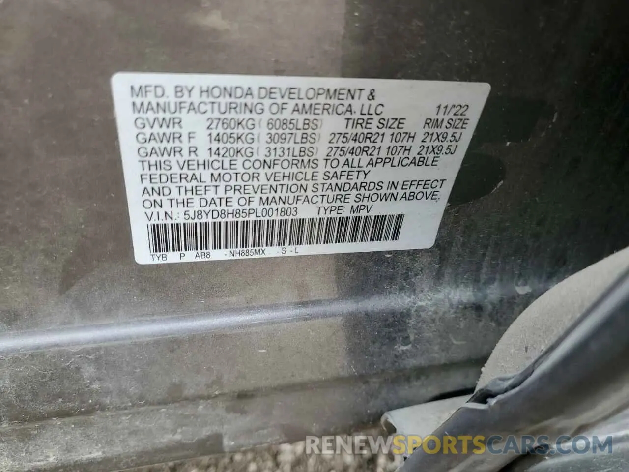 13 Photograph of a damaged car 5J8YD8H85PL001803 ACURA MDX TYPE S 2023