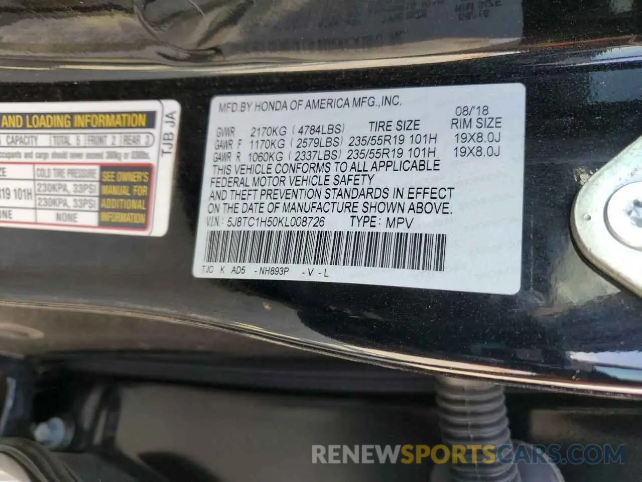 13 Photograph of a damaged car 5J8TC1H50KL008726 ACURA RDX 2019