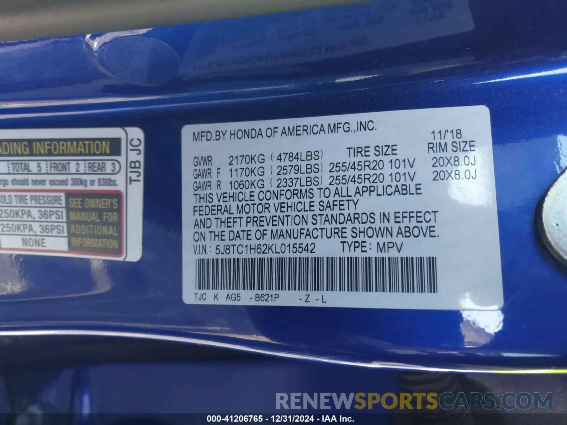 9 Photograph of a damaged car 5J8TC1H62KL015542 ACURA RDX 2019