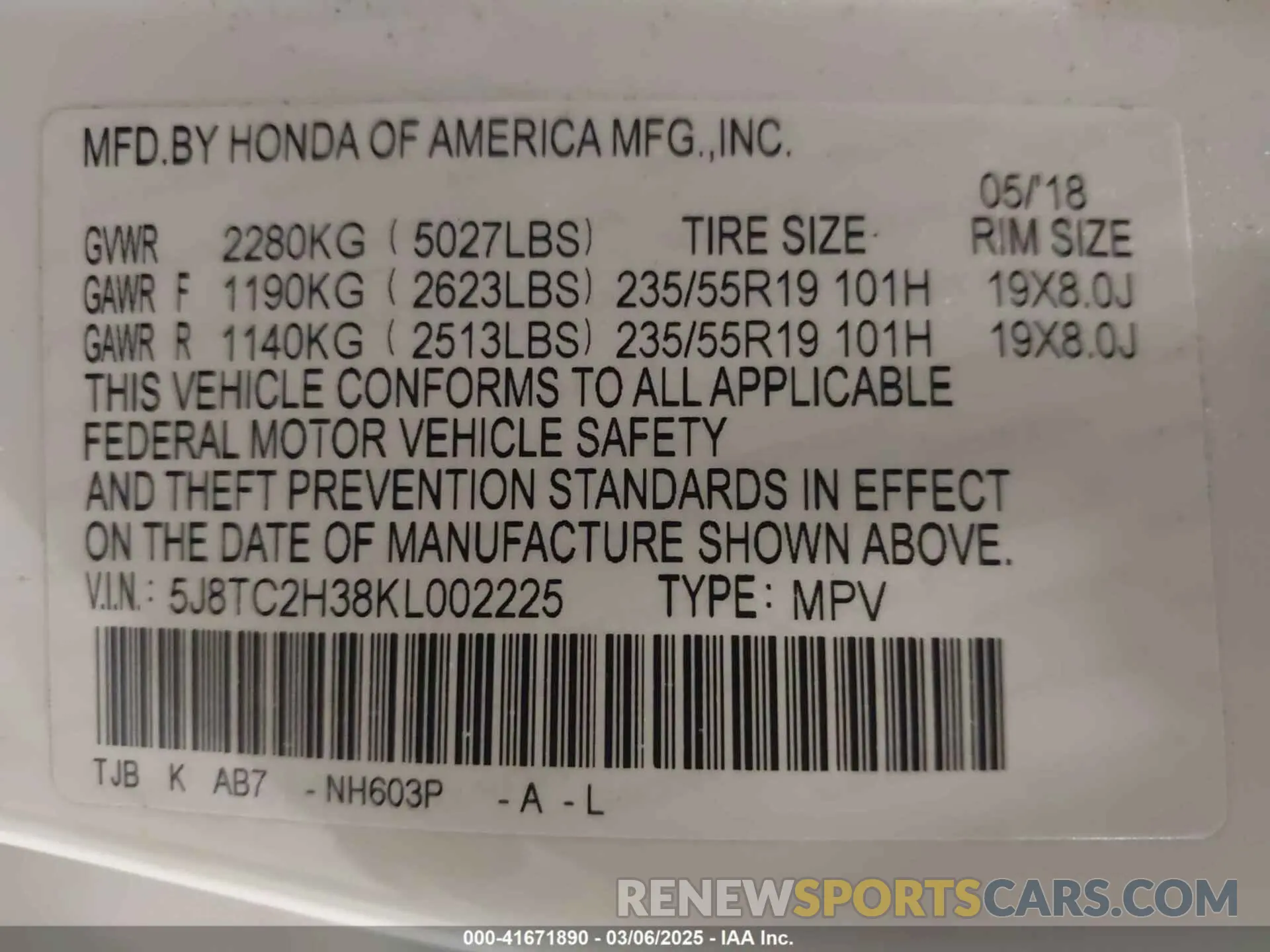 9 Photograph of a damaged car 5J8TC2H38KL002225 ACURA RDX 2019