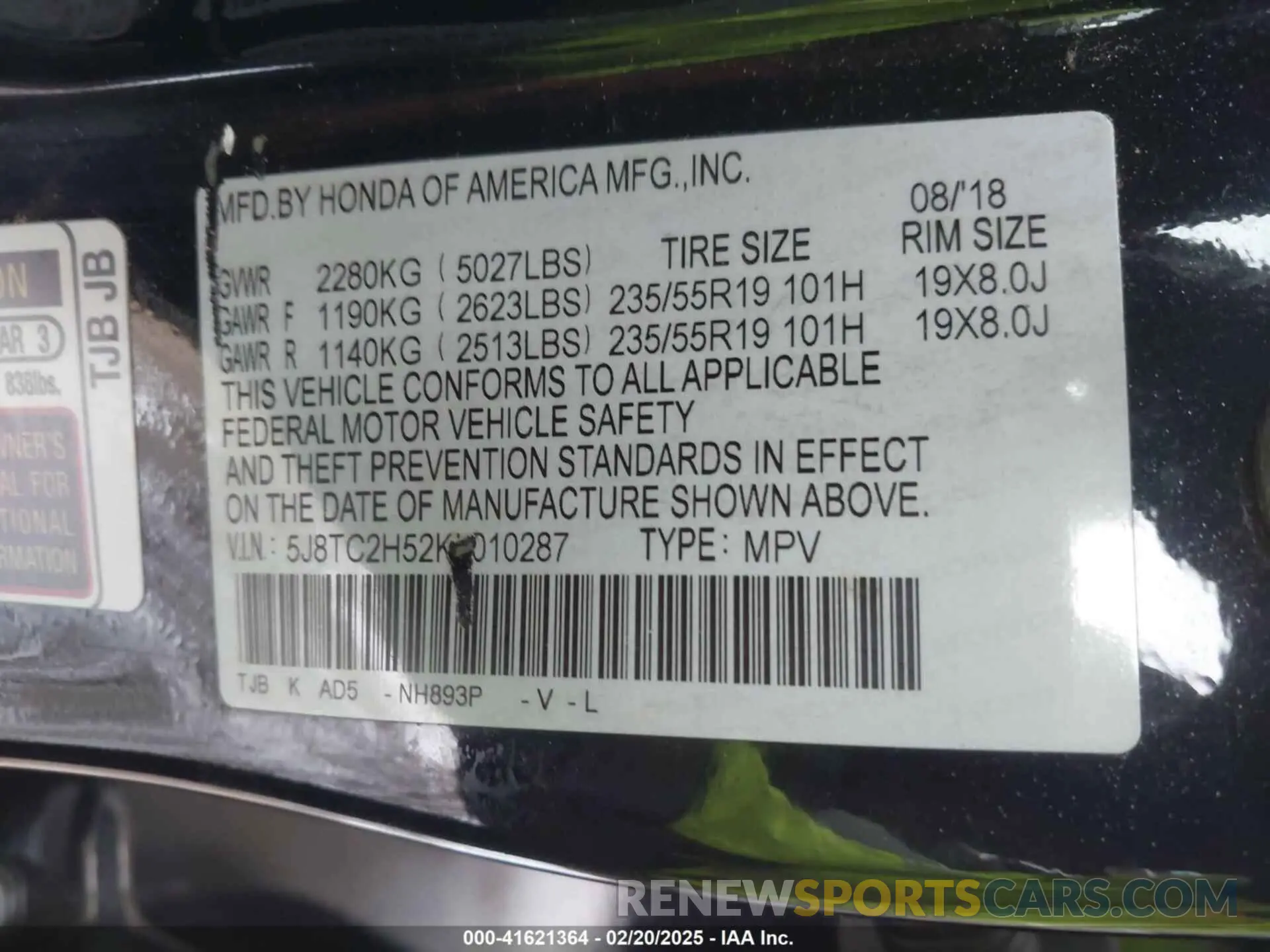 9 Photograph of a damaged car 5J8TC2H52KL010287 ACURA RDX 2019