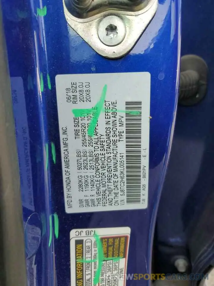 15 Photograph of a damaged car 5J8TC2H63KL005141 ACURA RDX 2019