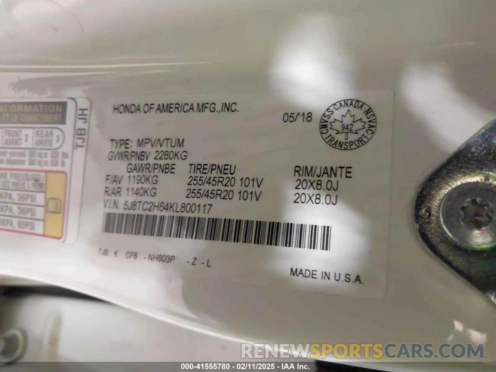 9 Photograph of a damaged car 5J8TC2H64KL800117 ACURA RDX 2019
