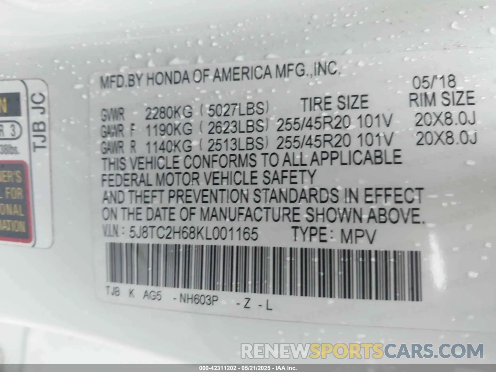 9 Photograph of a damaged car 5J8TC2H68KL001165 ACURA RDX 2019