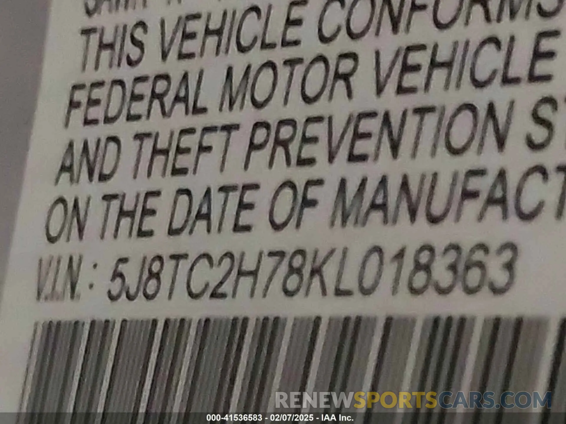 9 Photograph of a damaged car 5J8TC2H78KL018363 ACURA RDX 2019