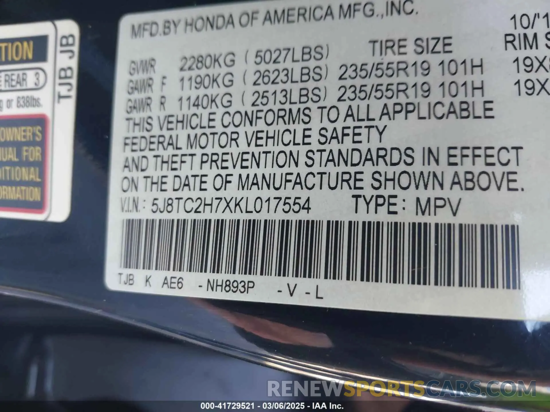 9 Photograph of a damaged car 5J8TC2H7XKL017554 ACURA RDX 2019