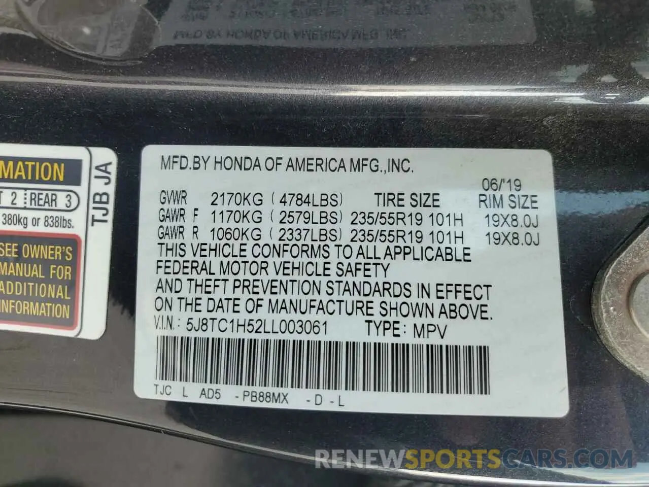 14 Photograph of a damaged car 5J8TC1H52LL003061 ACURA RDX 2020
