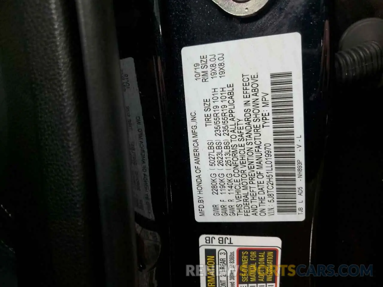 12 Photograph of a damaged car 5J8TC2H51LL019970 ACURA RDX 2020