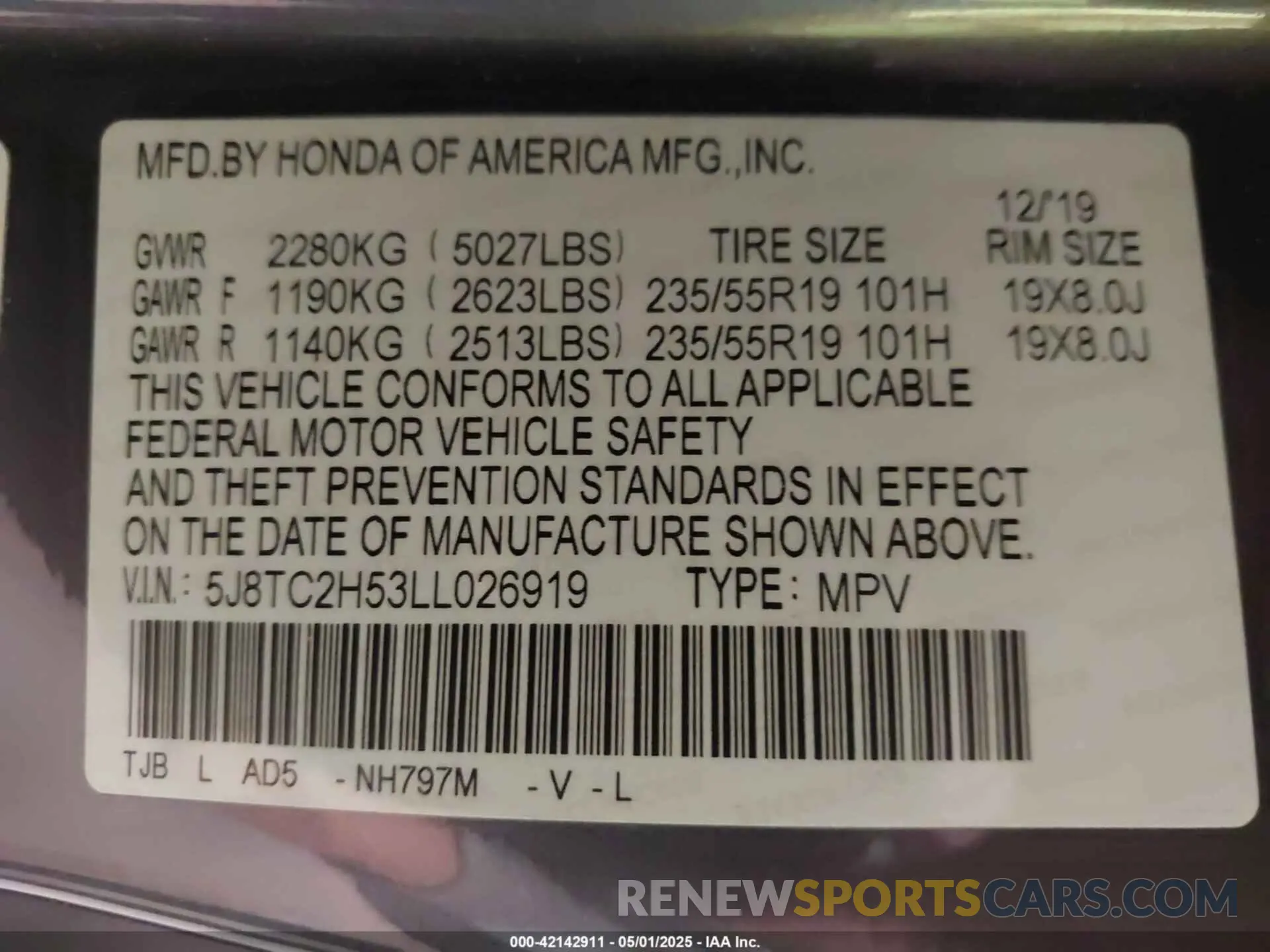 9 Photograph of a damaged car 5J8TC2H53LL026919 ACURA RDX 2020