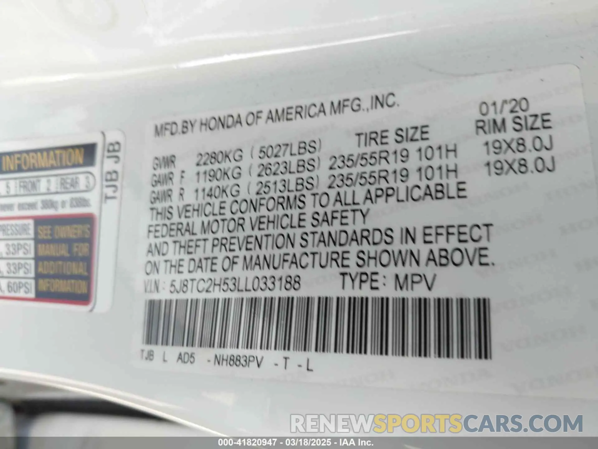 9 Photograph of a damaged car 5J8TC2H53LL033188 ACURA RDX 2020