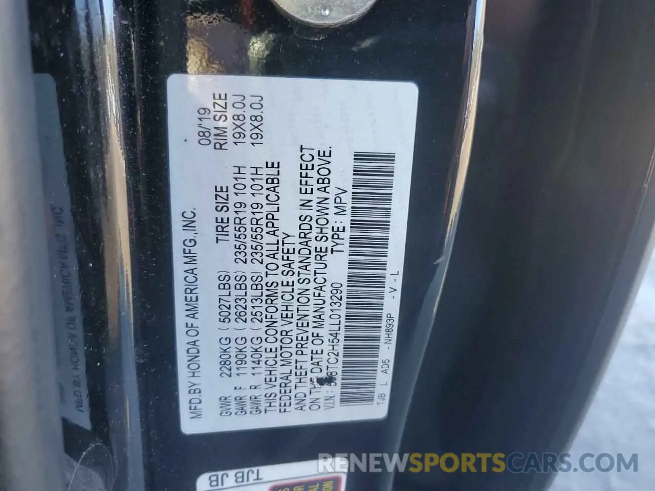 13 Photograph of a damaged car 5J8TC2H54LL013290 ACURA RDX 2020