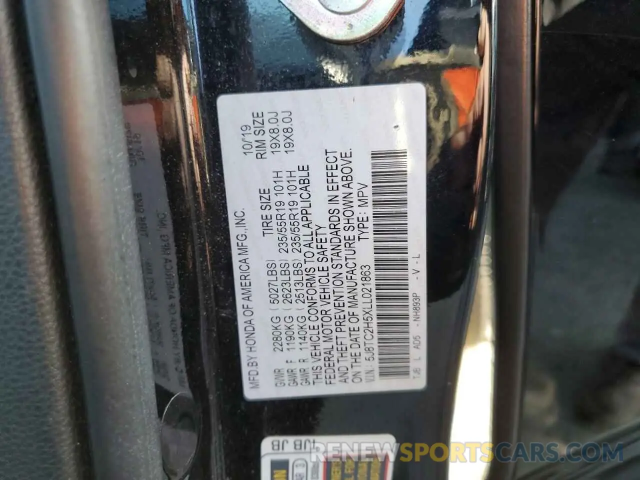13 Photograph of a damaged car 5J8TC2H5XLL021863 ACURA RDX 2020