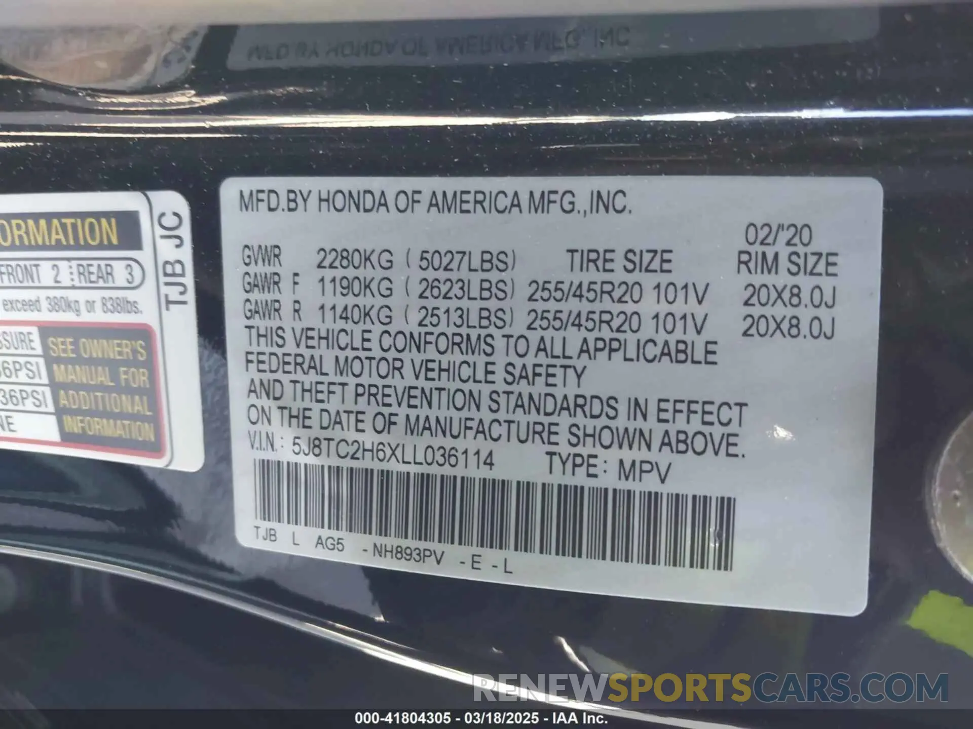 9 Photograph of a damaged car 5J8TC2H6XLL036114 ACURA RDX 2020
