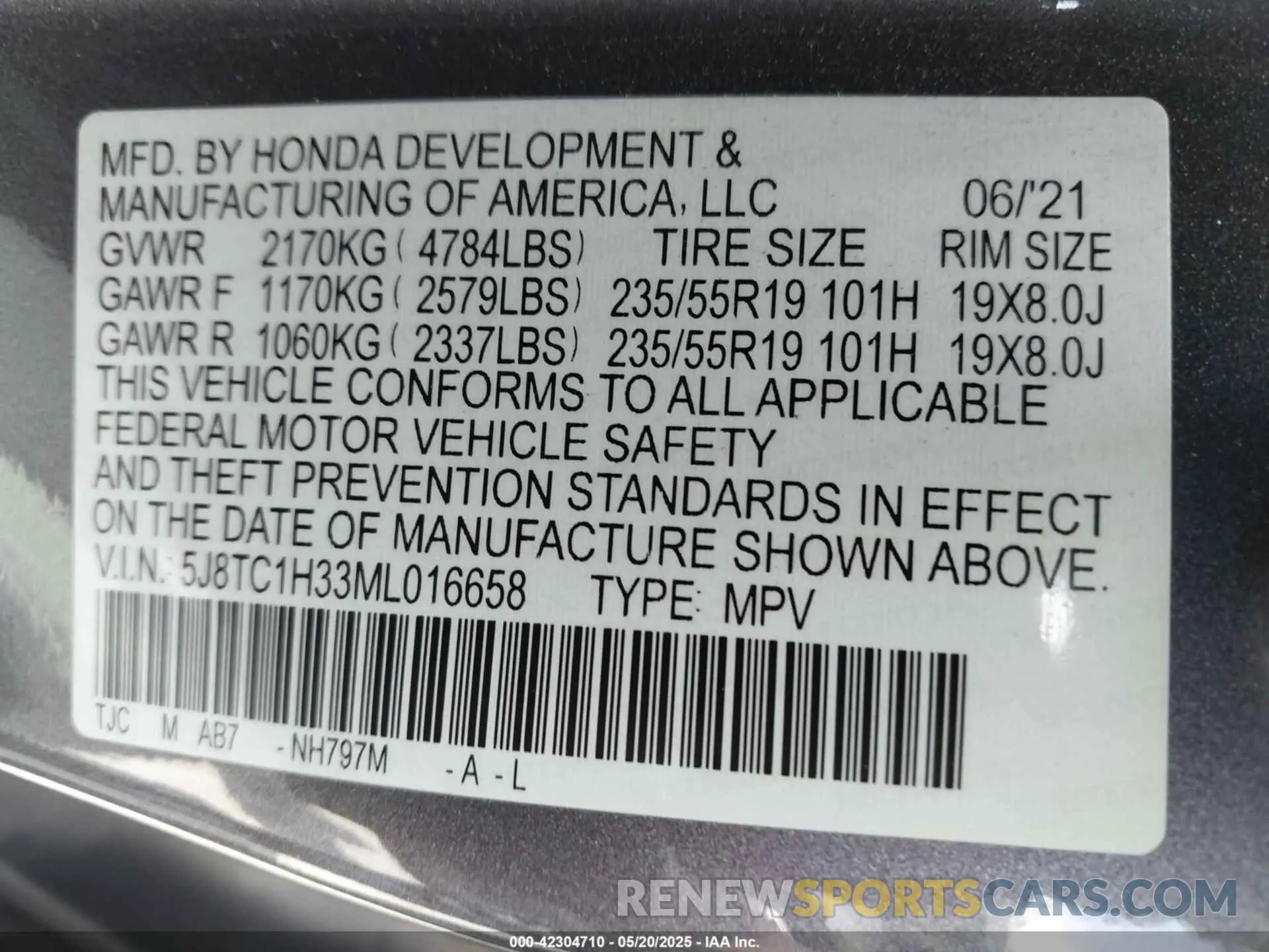 9 Photograph of a damaged car 5J8TC1H33ML016658 ACURA RDX 2021