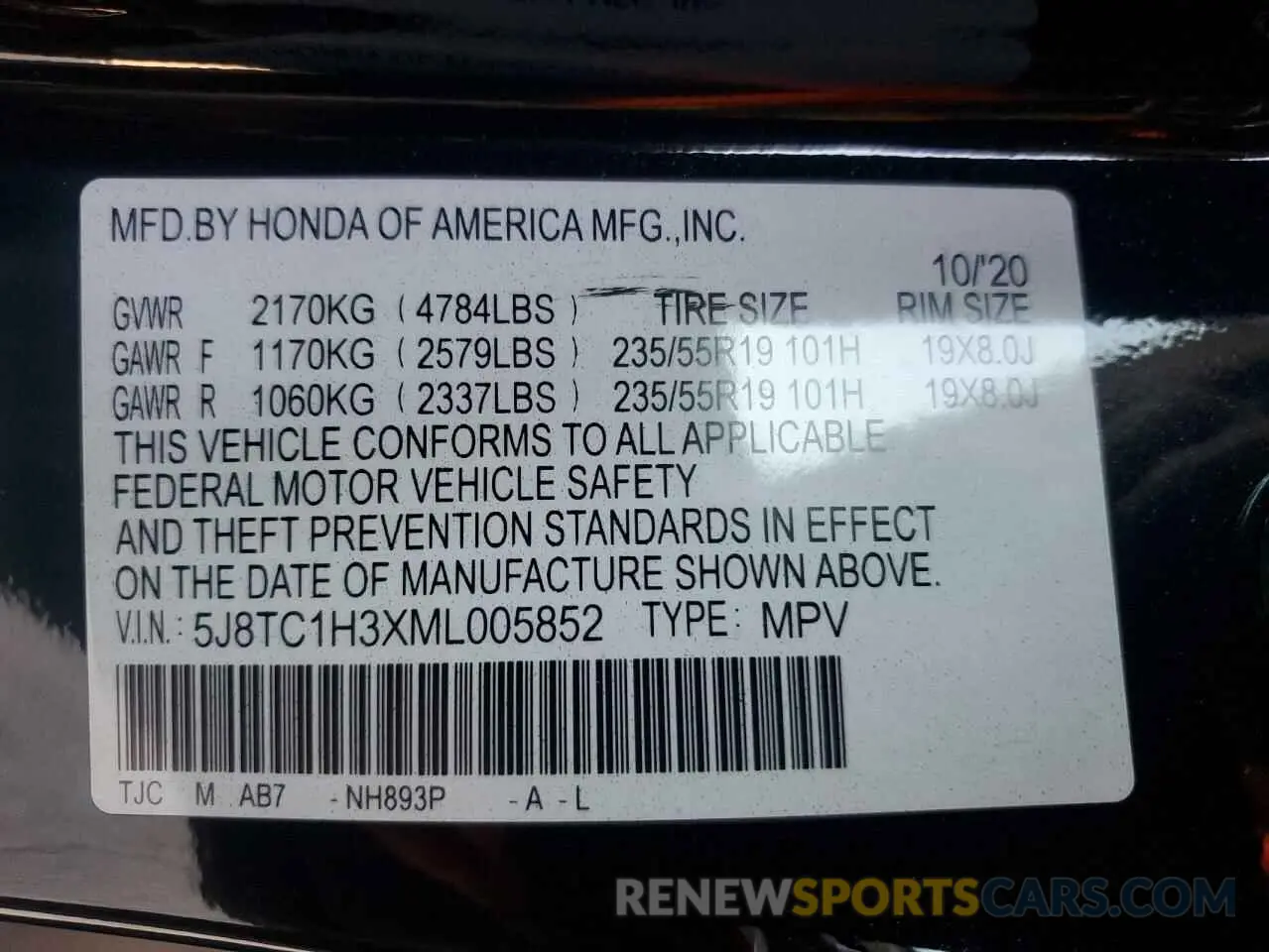 15 Photograph of a damaged car 5J8TC1H3XML005852 ACURA RDX 2021