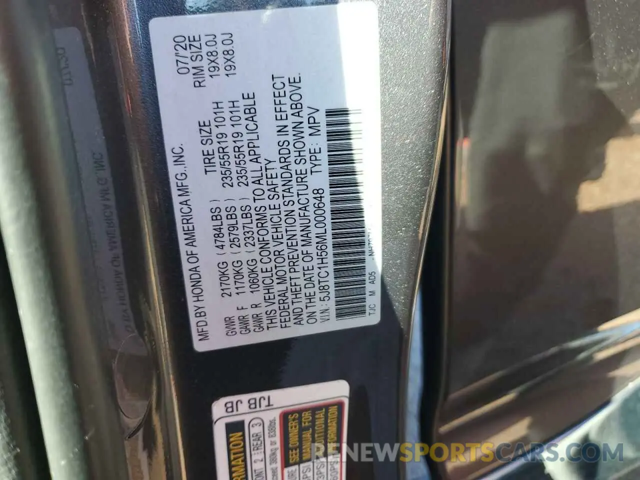 14 Photograph of a damaged car 5J8TC1H56ML000648 ACURA RDX 2021