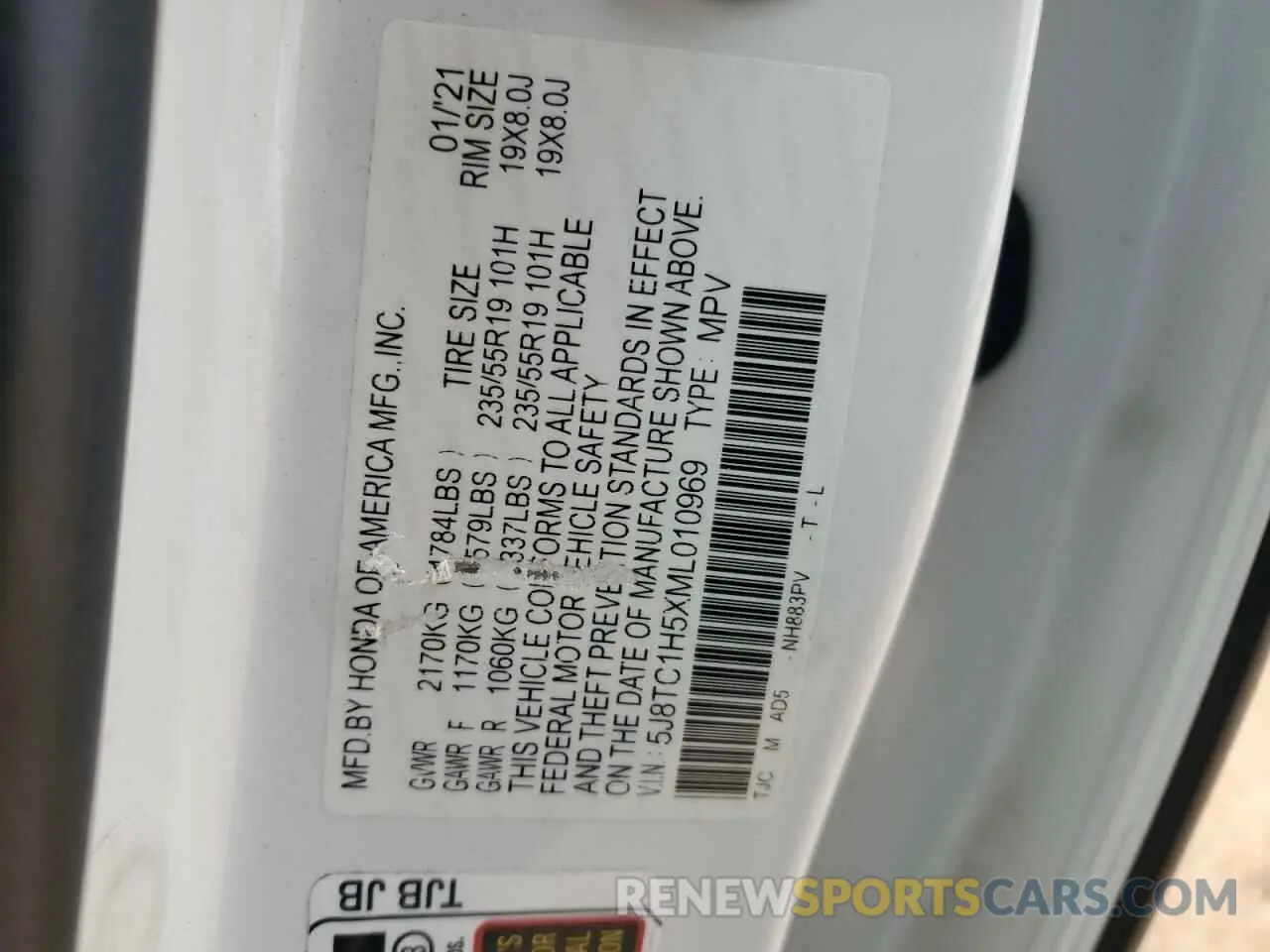 14 Photograph of a damaged car 5J8TC1H5XML010969 ACURA RDX 2021