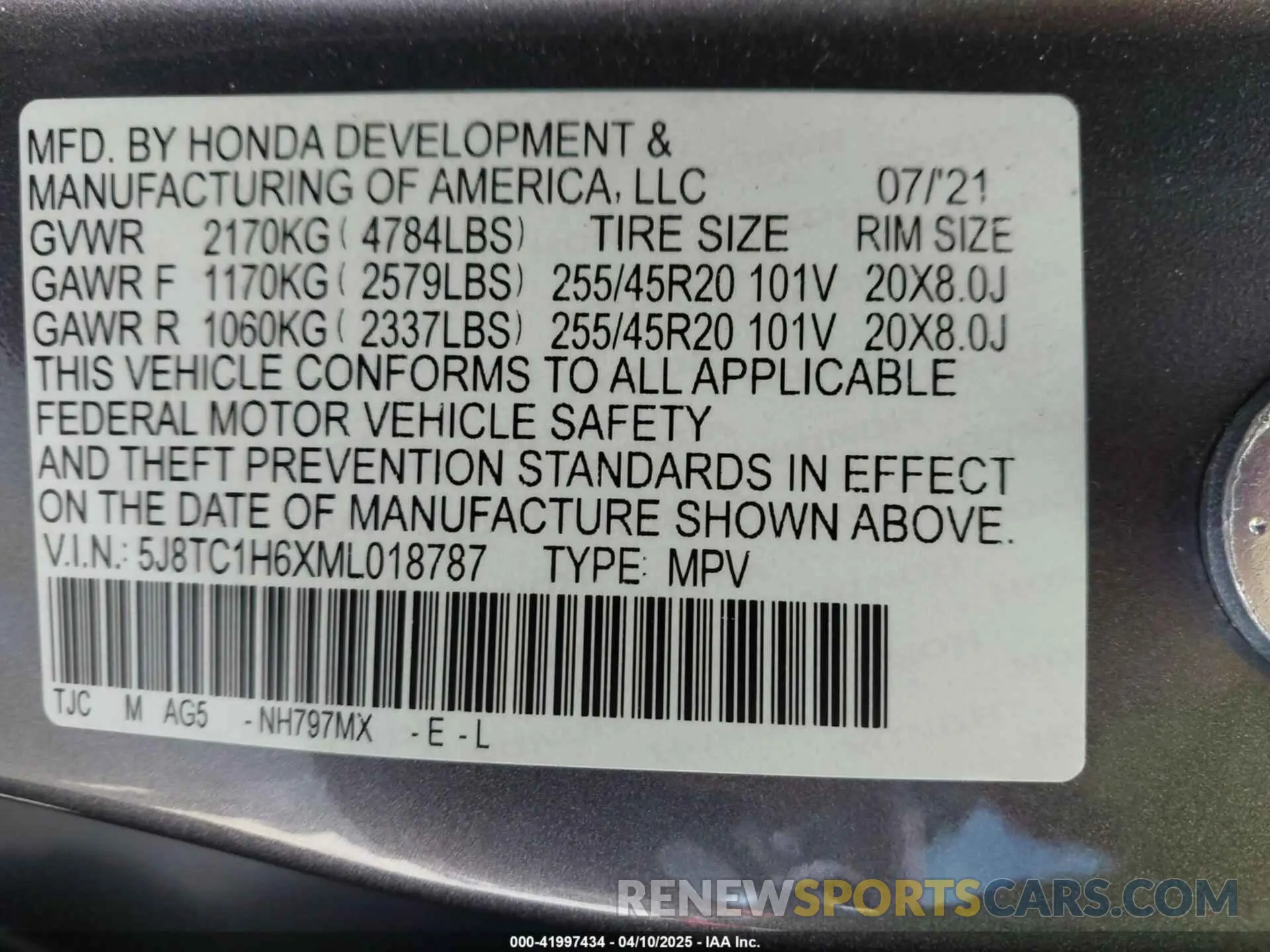 9 Photograph of a damaged car 5J8TC1H6XML018787 ACURA RDX 2021