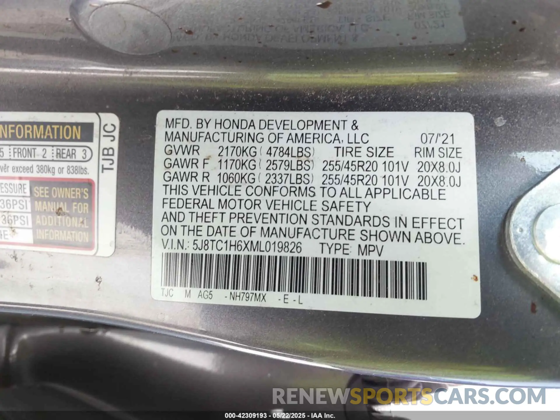 9 Photograph of a damaged car 5J8TC1H6XML019826 ACURA RDX 2021