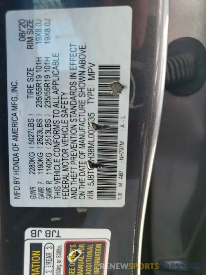 13 Photograph of a damaged car 5J8TC2H38ML002535 ACURA RDX 2021