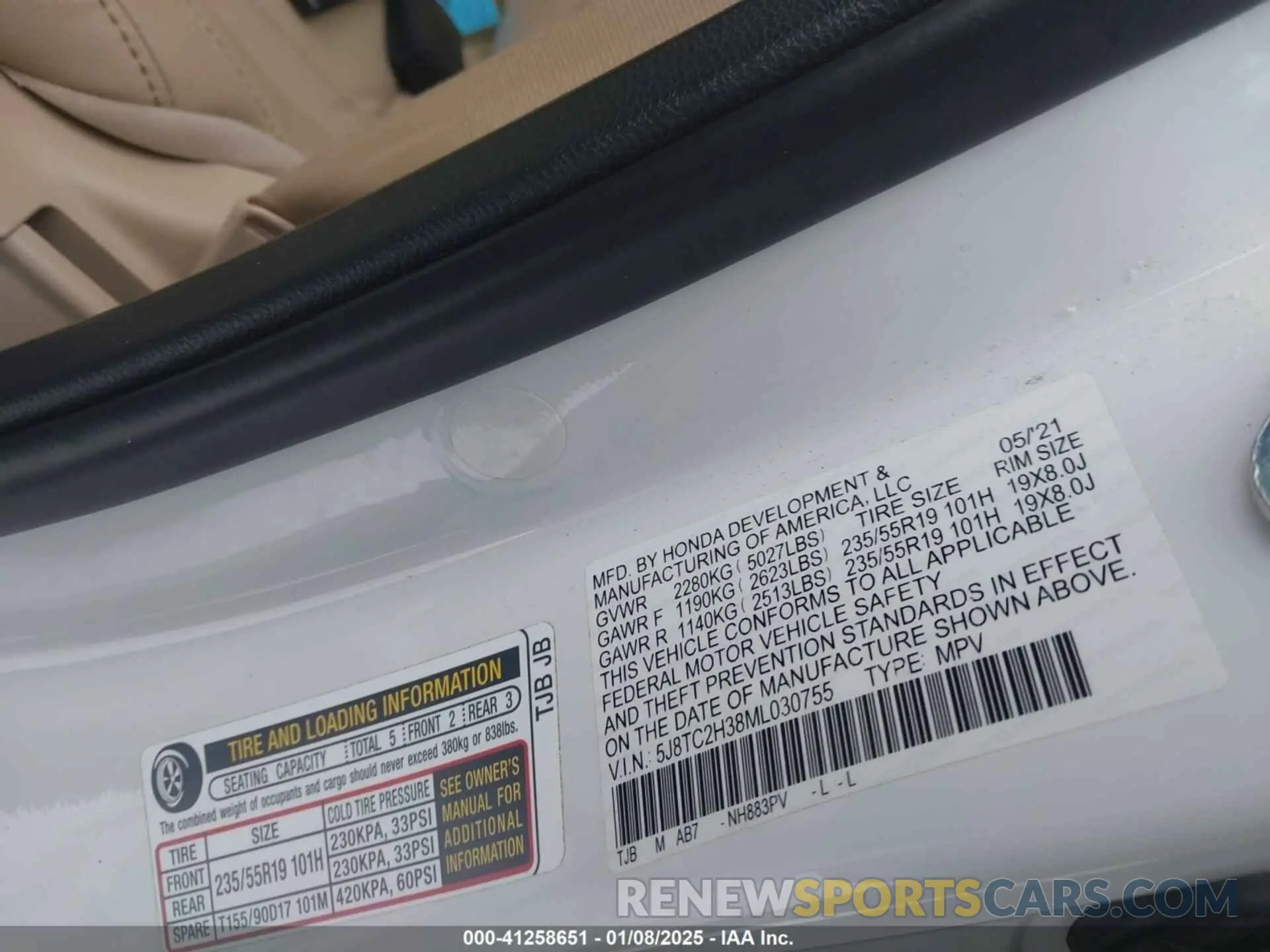 9 Photograph of a damaged car 5J8TC2H38ML030755 ACURA RDX 2021