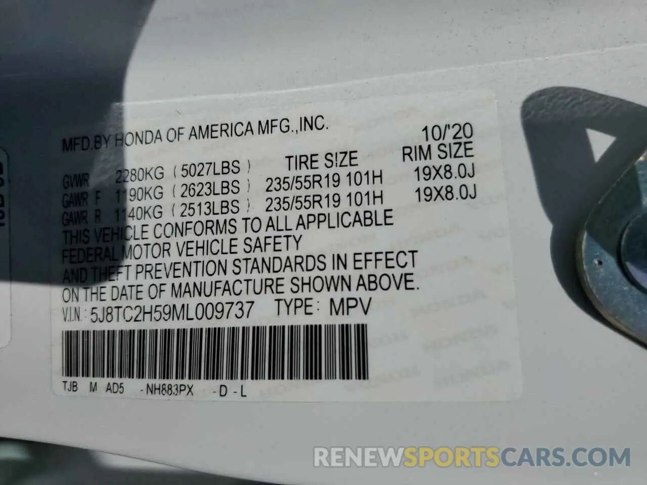 13 Photograph of a damaged car 5J8TC2H59ML009737 ACURA RDX 2021