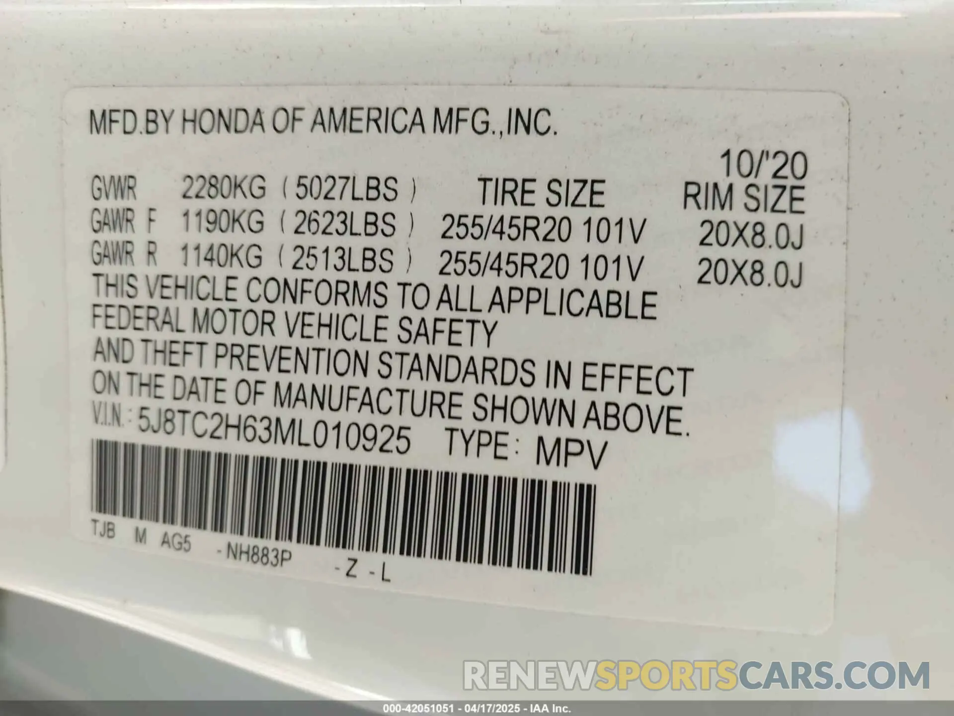 9 Photograph of a damaged car 5J8TC2H63ML010925 ACURA RDX 2021