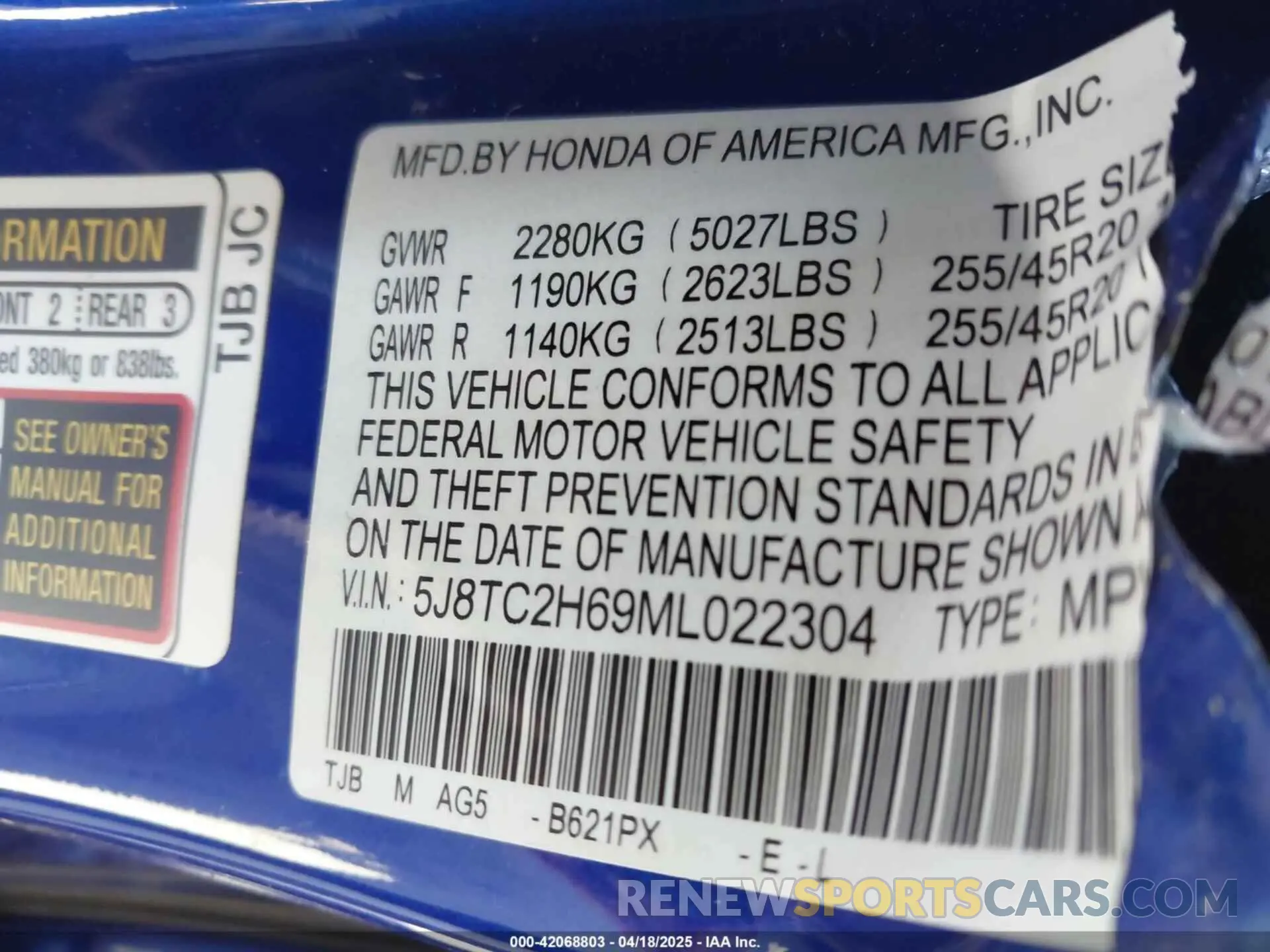 9 Photograph of a damaged car 5J8TC2H69ML022304 ACURA RDX 2021