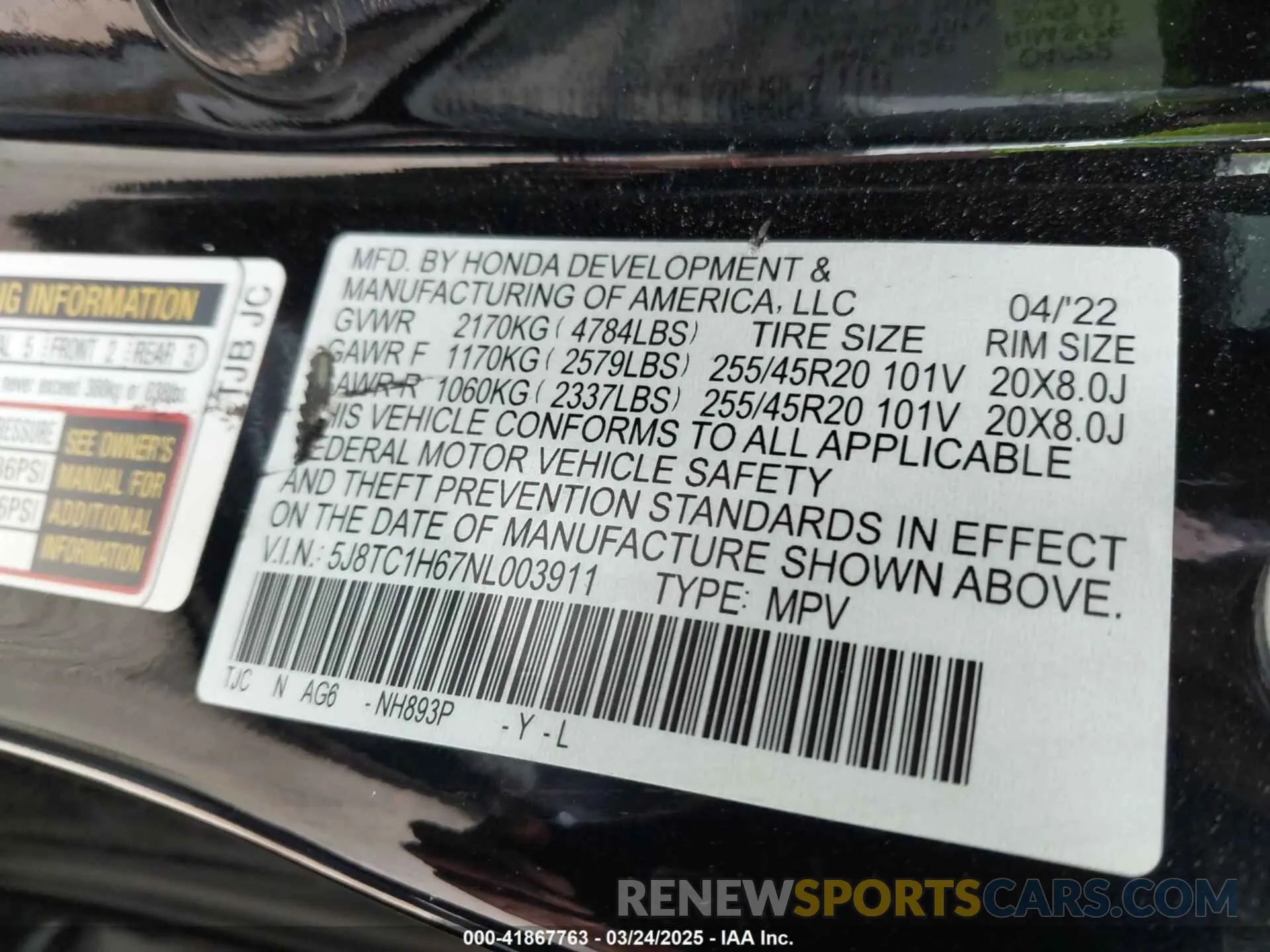9 Photograph of a damaged car 5J8TC1H67NL003911 ACURA RDX 2022