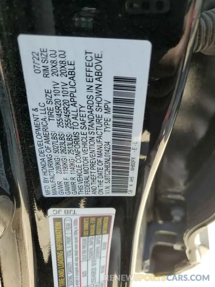 14 Photograph of a damaged car 5J8TC2H83NL014234 ACURA RDX 2022
