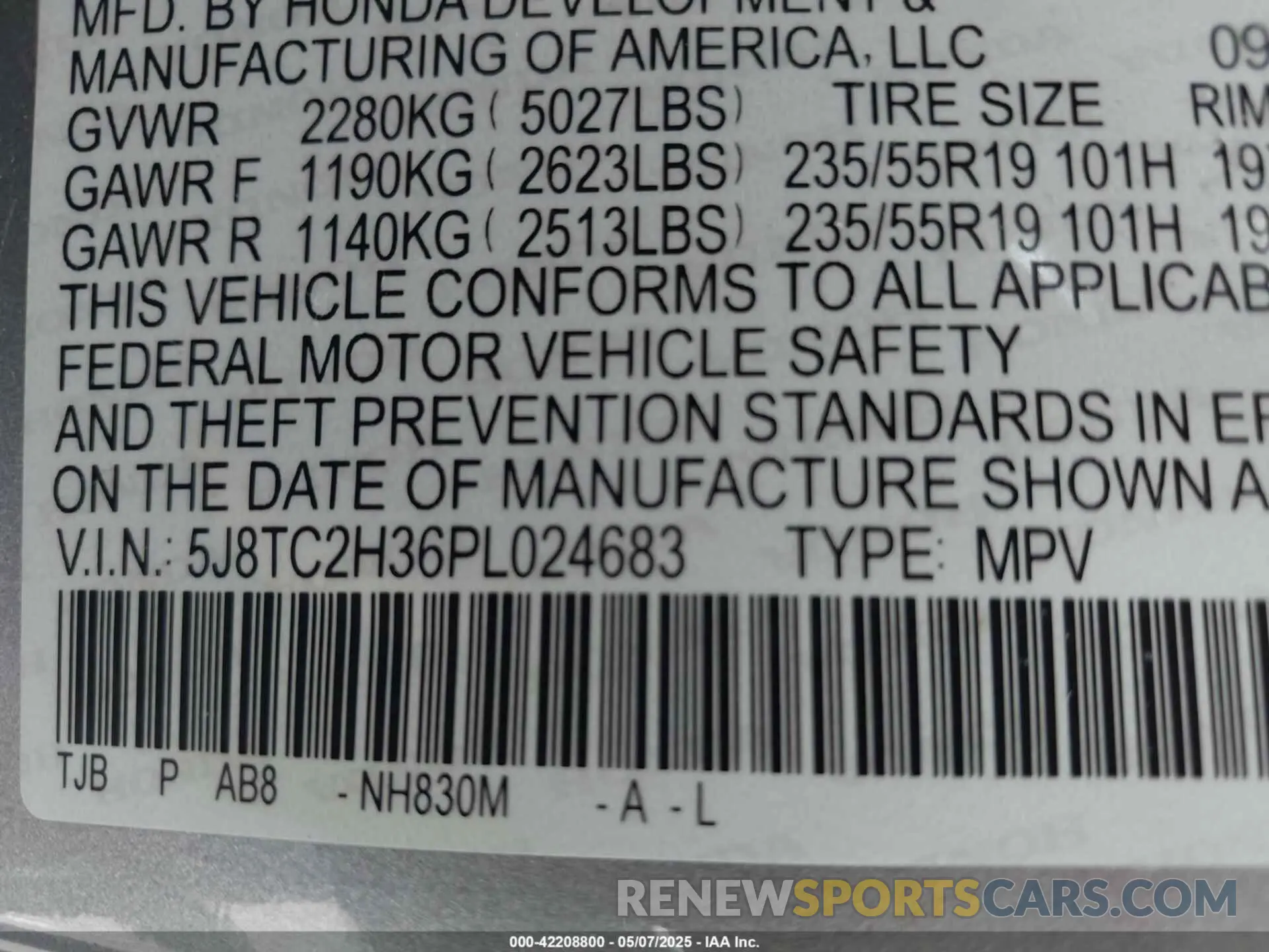 9 Photograph of a damaged car 5J8TC2H36PL024683 ACURA RDX 2023