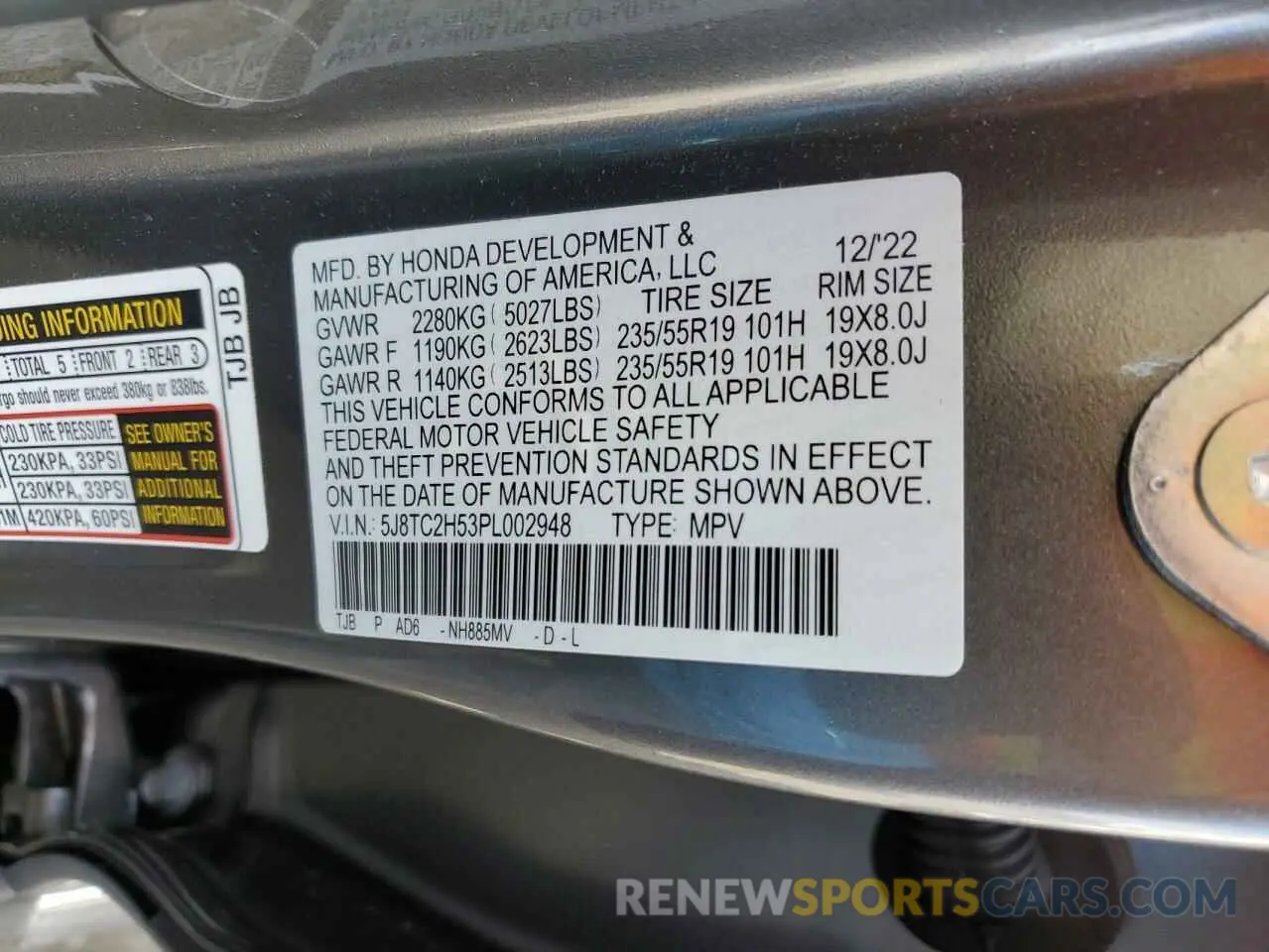 12 Photograph of a damaged car 5J8TC2H53PL002948 ACURA RDX 2023