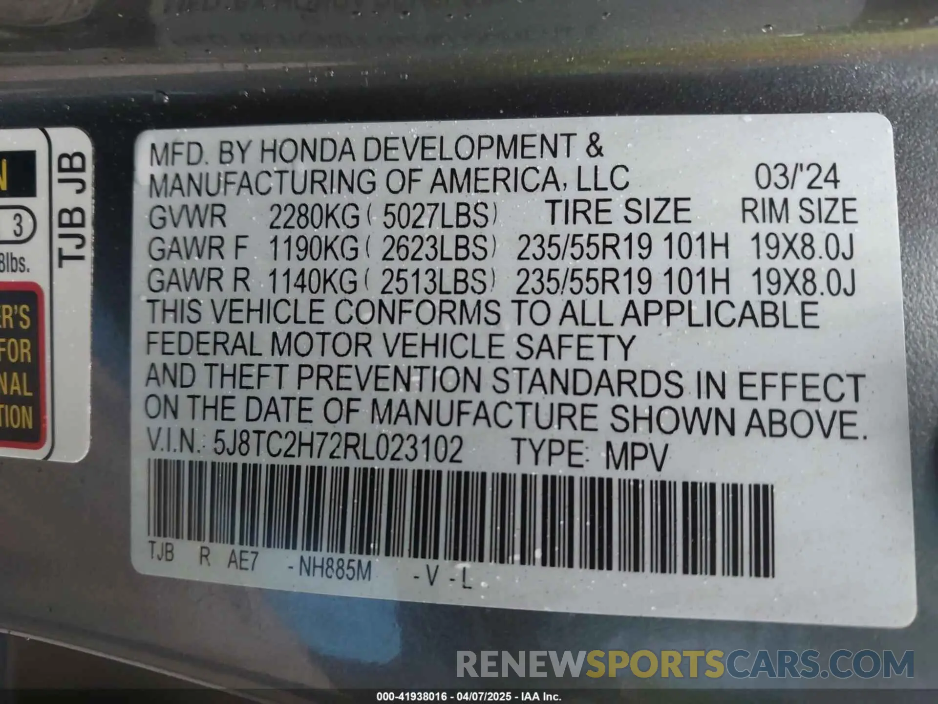 9 Photograph of a damaged car 5J8TC2H72RL023102 ACURA RDX 2024