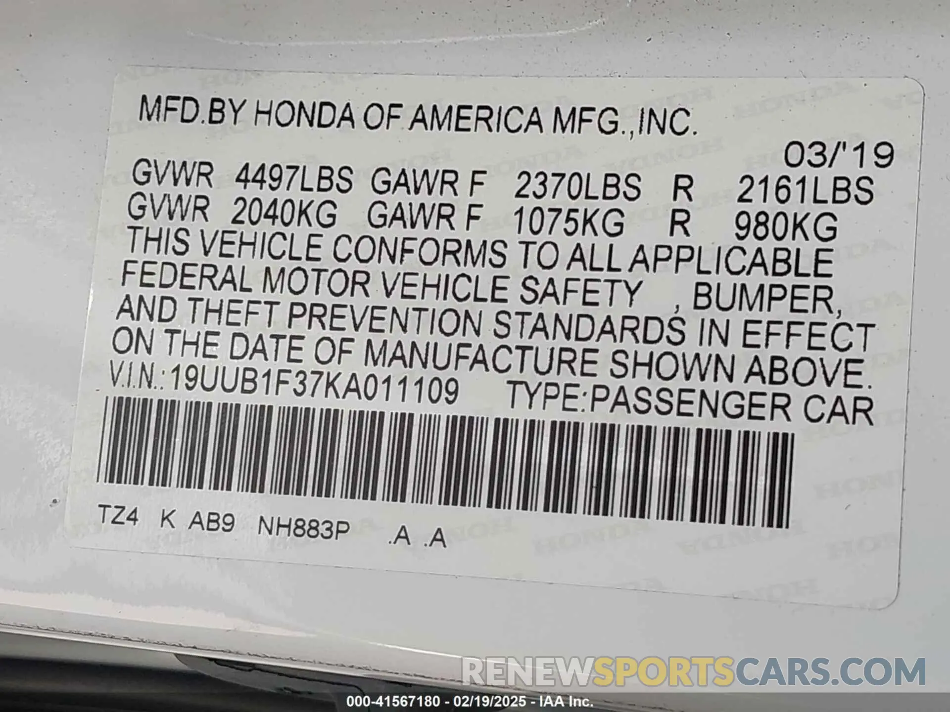 9 Photograph of a damaged car 19UUB1F37KA011109 ACURA TLX 2019