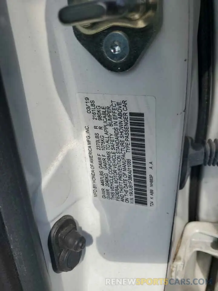 12 Photograph of a damaged car 19UUB1F38KA011085 ACURA TLX 2019