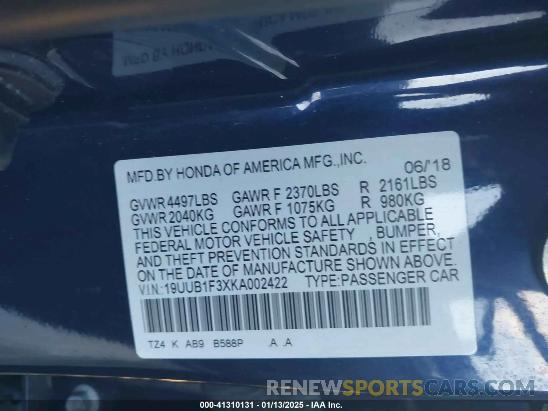 9 Photograph of a damaged car 19UUB1F3XKA002422 ACURA TLX 2019