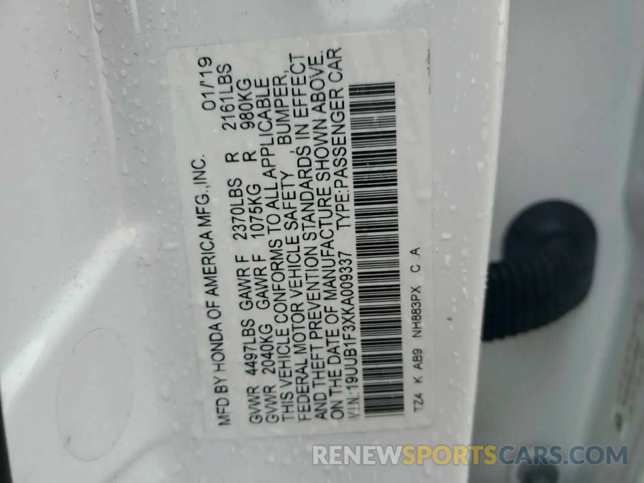13 Photograph of a damaged car 19UUB1F3XKA009337 ACURA TLX 2019