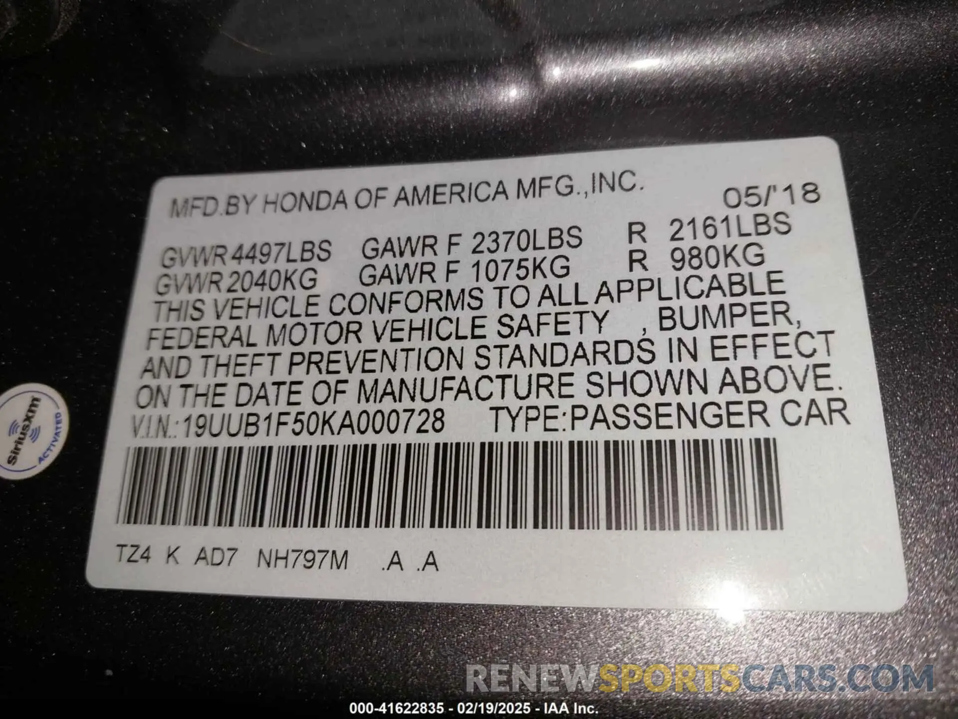 9 Photograph of a damaged car 19UUB1F50KA000728 ACURA TLX 2019
