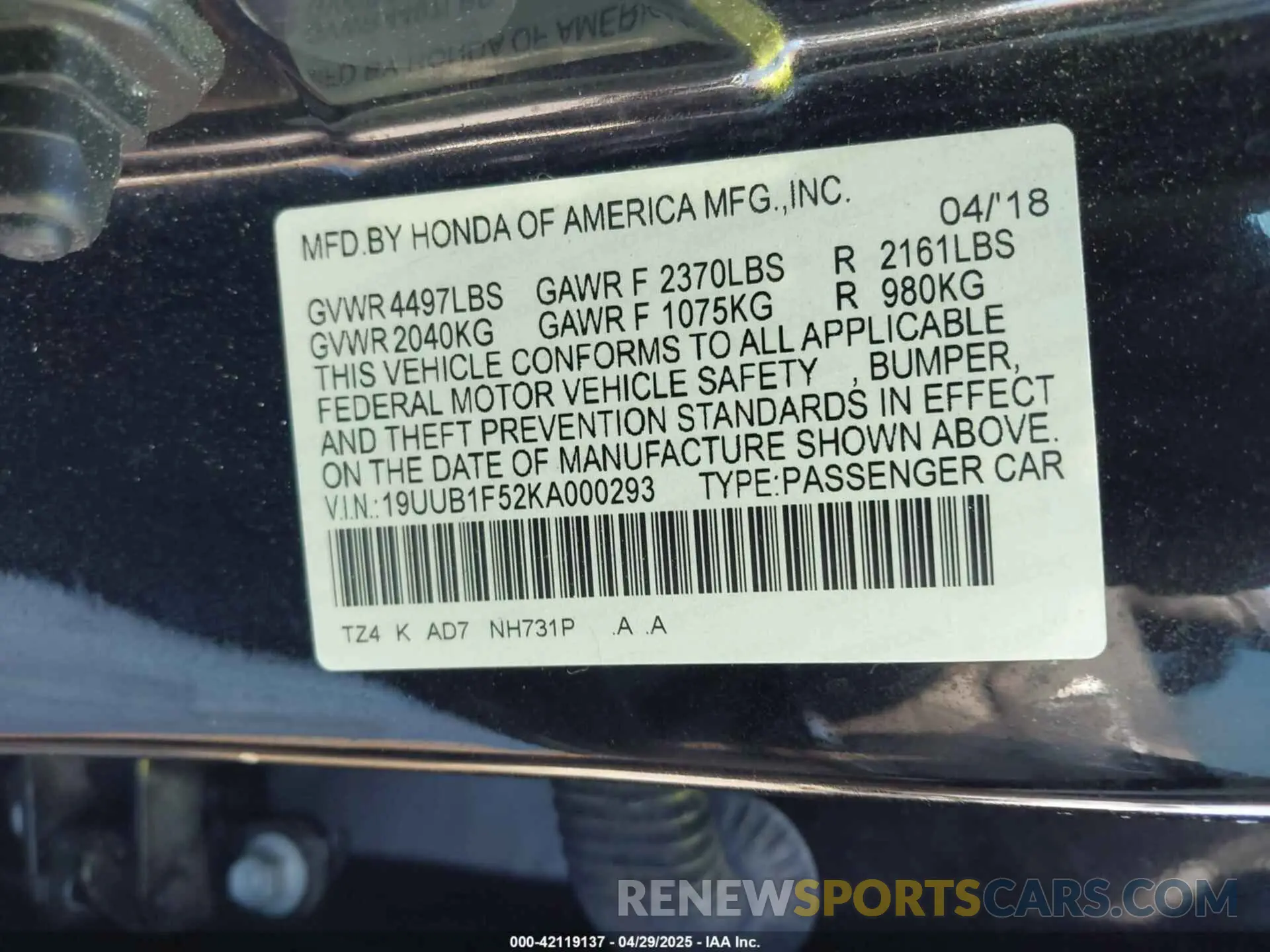 9 Photograph of a damaged car 19UUB1F52KA000293 ACURA TLX 2019